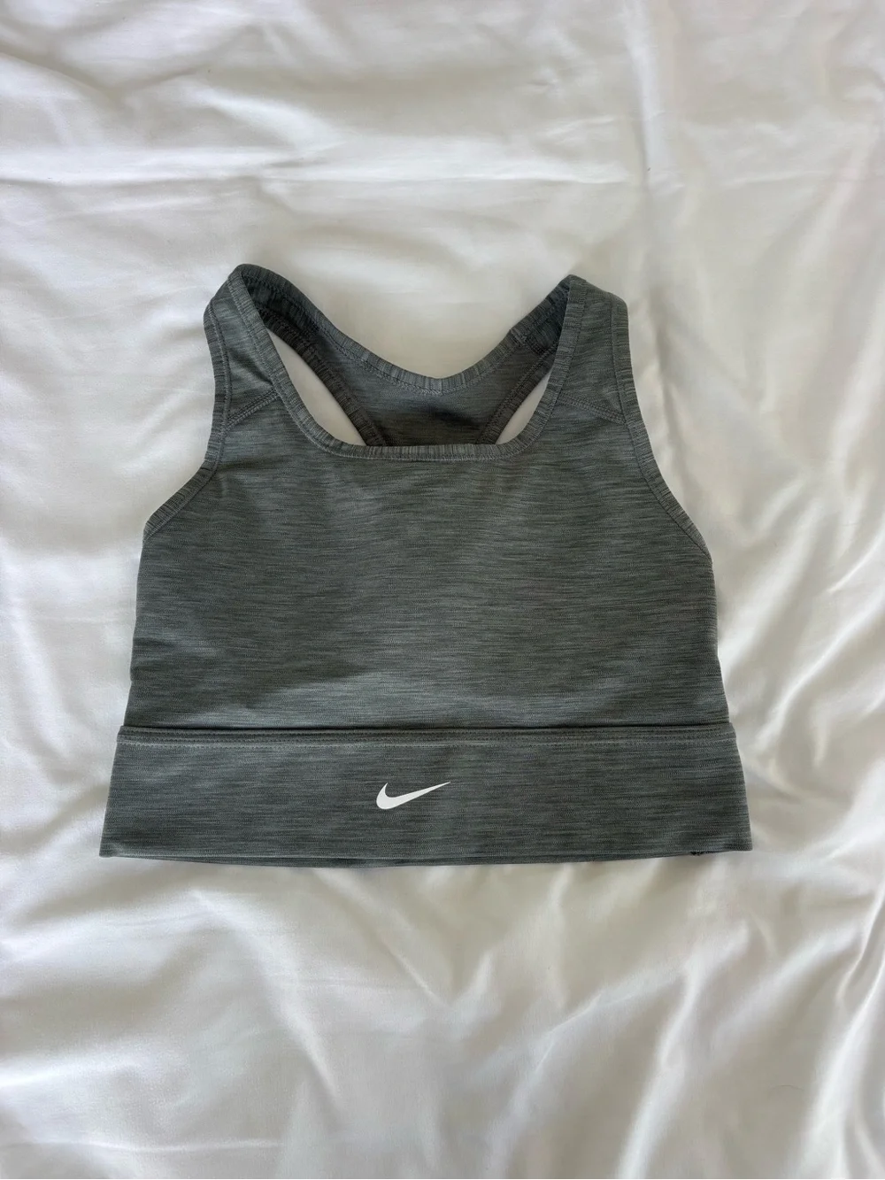 NIKE Grey Racerback Sports Bra with White Swoosh